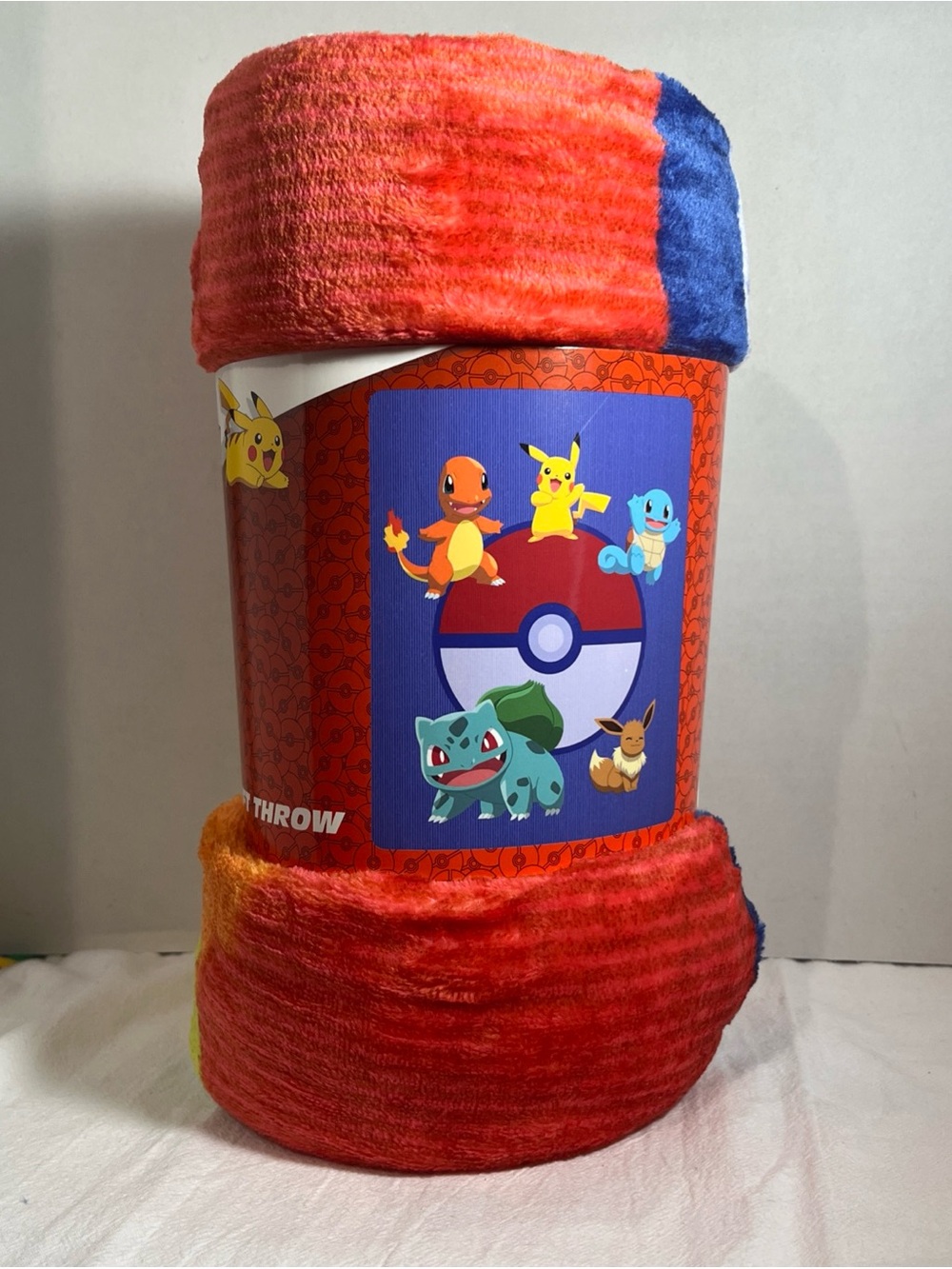 Pokemon Plush Throw Blanket - Red, Blue & Yellow